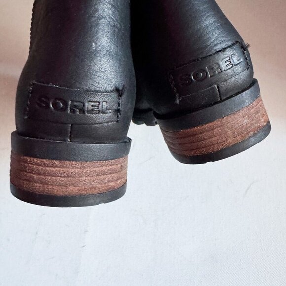 Sorel Emelie Tall Black Leather Boots 6 - Picture 9 of 11